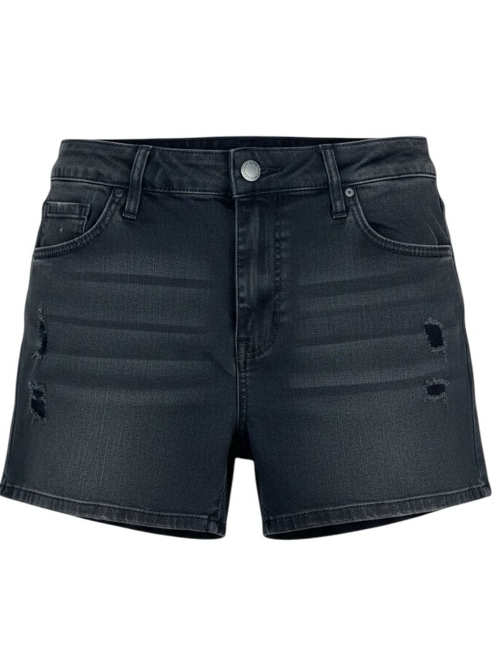 Workshop Republic Black High Rise Distressed Denim Short Stretch Indie Sleaze 14